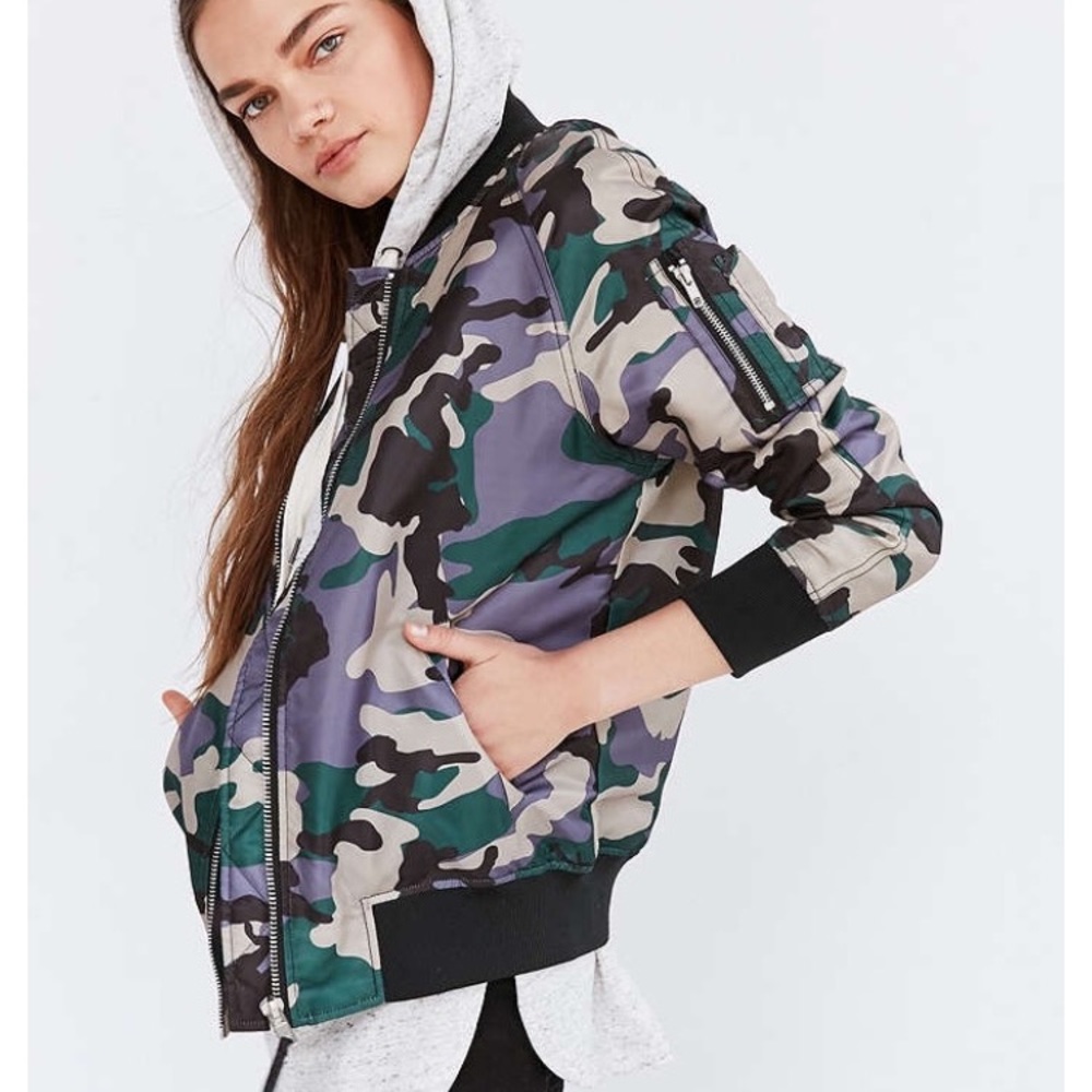 Silence + Noise oversized camo bomber jacket